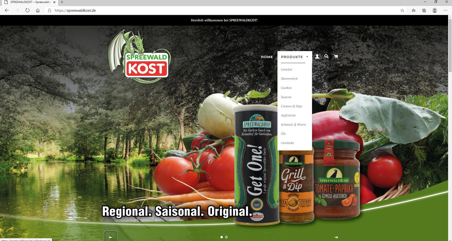 Onlineshop mit Shopify für den Berliner Lieferdienst Spreewaldkost Onlineshop mit Shopify für den Berliner Lieferdienst Spreewaldkost