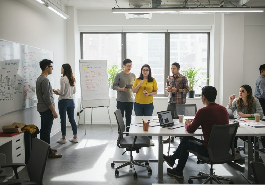 Gruppenarbeit in modernem Büro